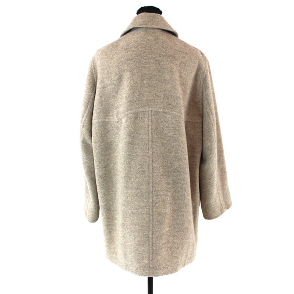 Hermes Tan Alpaca Button Front Collared Pea Coat 40 Partial Lined Mid Overcoat M - Picture 5 of 7